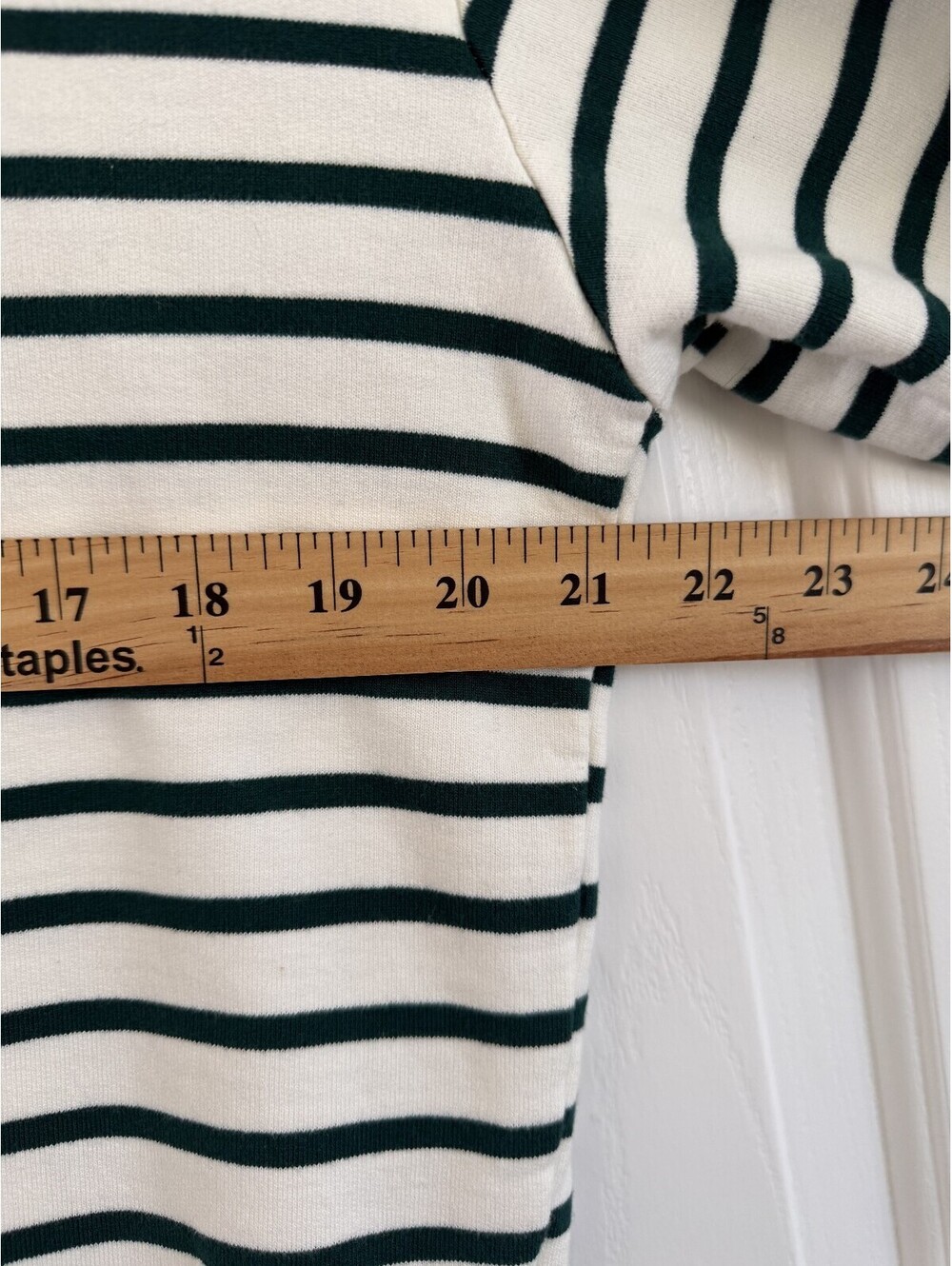 NWOT Boden Green & White Striped Button Shoulder Sweatshirt Size M - Picture 12 of 12